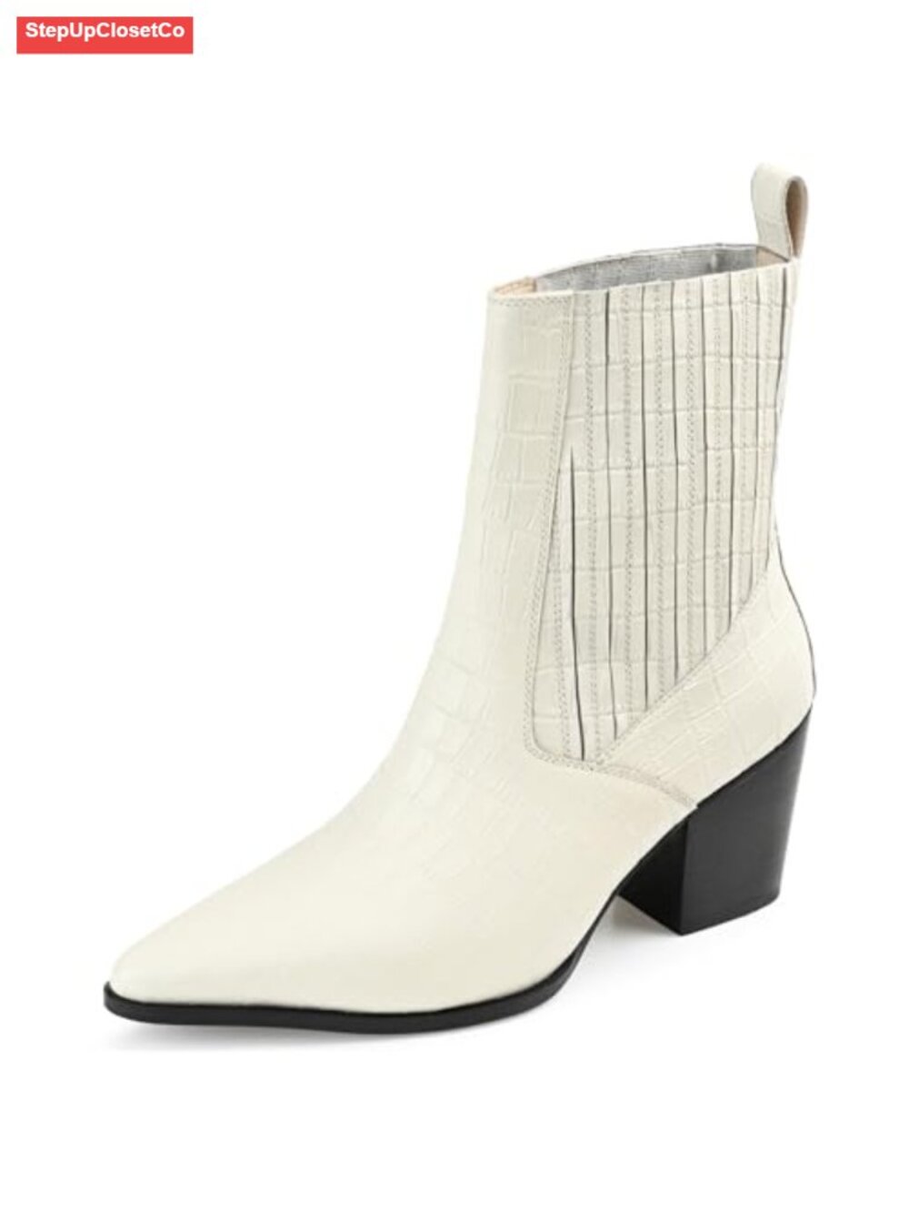 Journee Collection Markka Women's Ankle Boots Pointed Toe PU Leather Block Heel